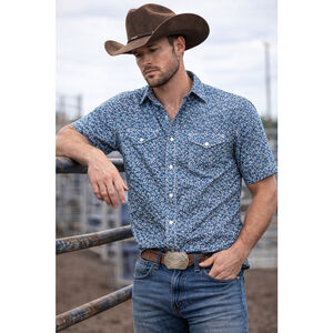 Wrangler 20X Competition Western Shirt Mosaic Print Pearl Snap Medium